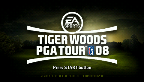 Tiger Woods PGA Tour title screen for PSP